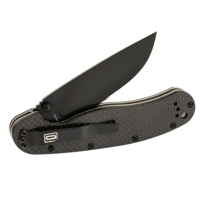Нож складной Ontario RAT-1, сталь Aus-8. Клинок - Black, Рукоять - Carbon fiber