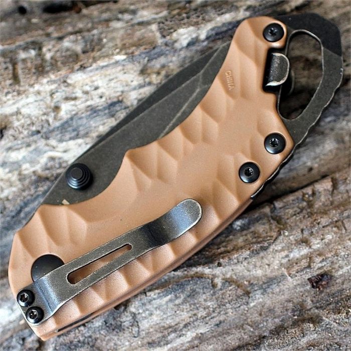 Нож складной Shuffle II - KERSHAW 8750TTANBW, сталь 8Cr13MoV c покрытием BlackWash™, рукоять термопластик GFN коричневого цвета