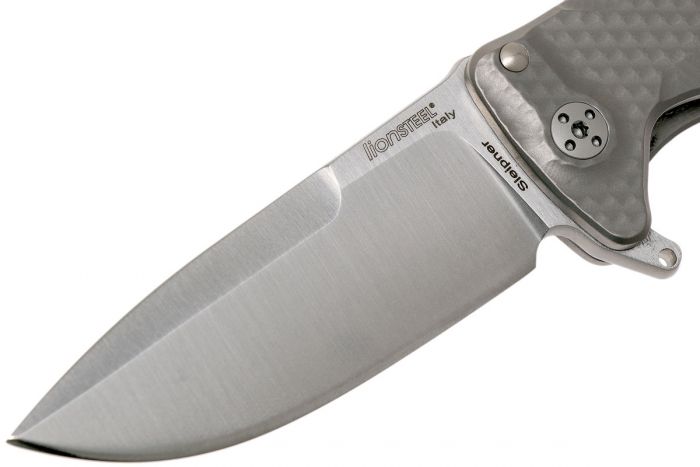 Нож складной LionSteel SR22 G (GREY) Mini, сталь Uddeholm Sleipner® Satin, рукоять титан по технологии Solid®, серый