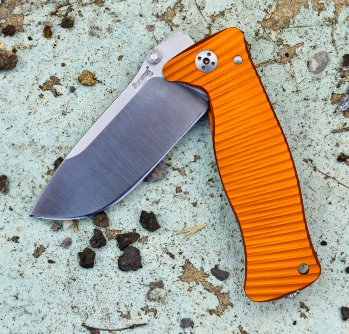 Нож складной LionSteel SR2A OS Mini, сталь Uddeholm Sleipner® Satin Finish, рукоять алюминий (Solid®), оранжевый