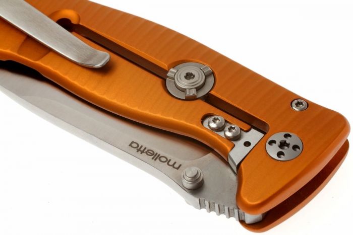 Нож складной LionSteel SR2A OS Mini, сталь Uddeholm Sleipner® Satin Finish, рукоять алюминий (Solid®), оранжевый